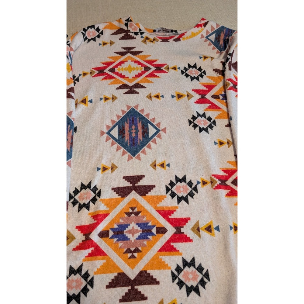 Women's Colorful Aztec Sweater with Fleece Size XL By BomBom Made in the USA